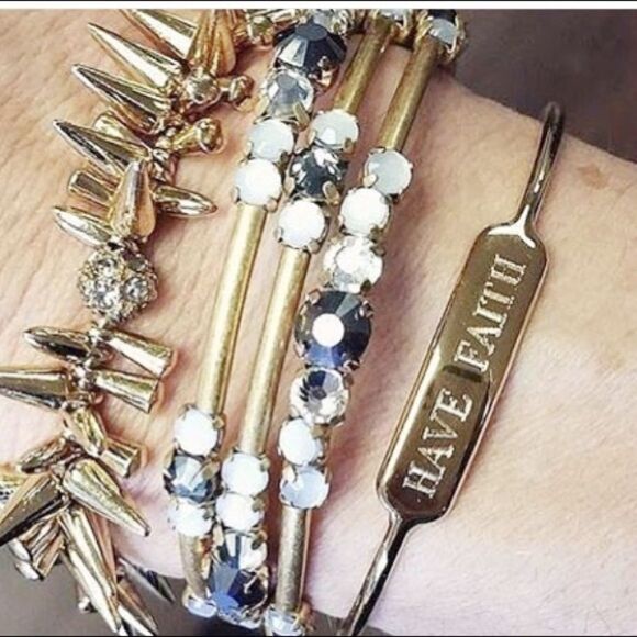 stella & dot ~ isabelle coil wrap bracelet ~ gold hematite crystal beads - Picture 4 of 7